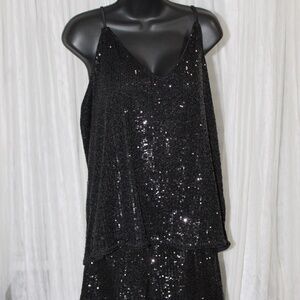 Express Black Sequin Tank Top (XL) Sleeveless Camisole and Shorts . (M)